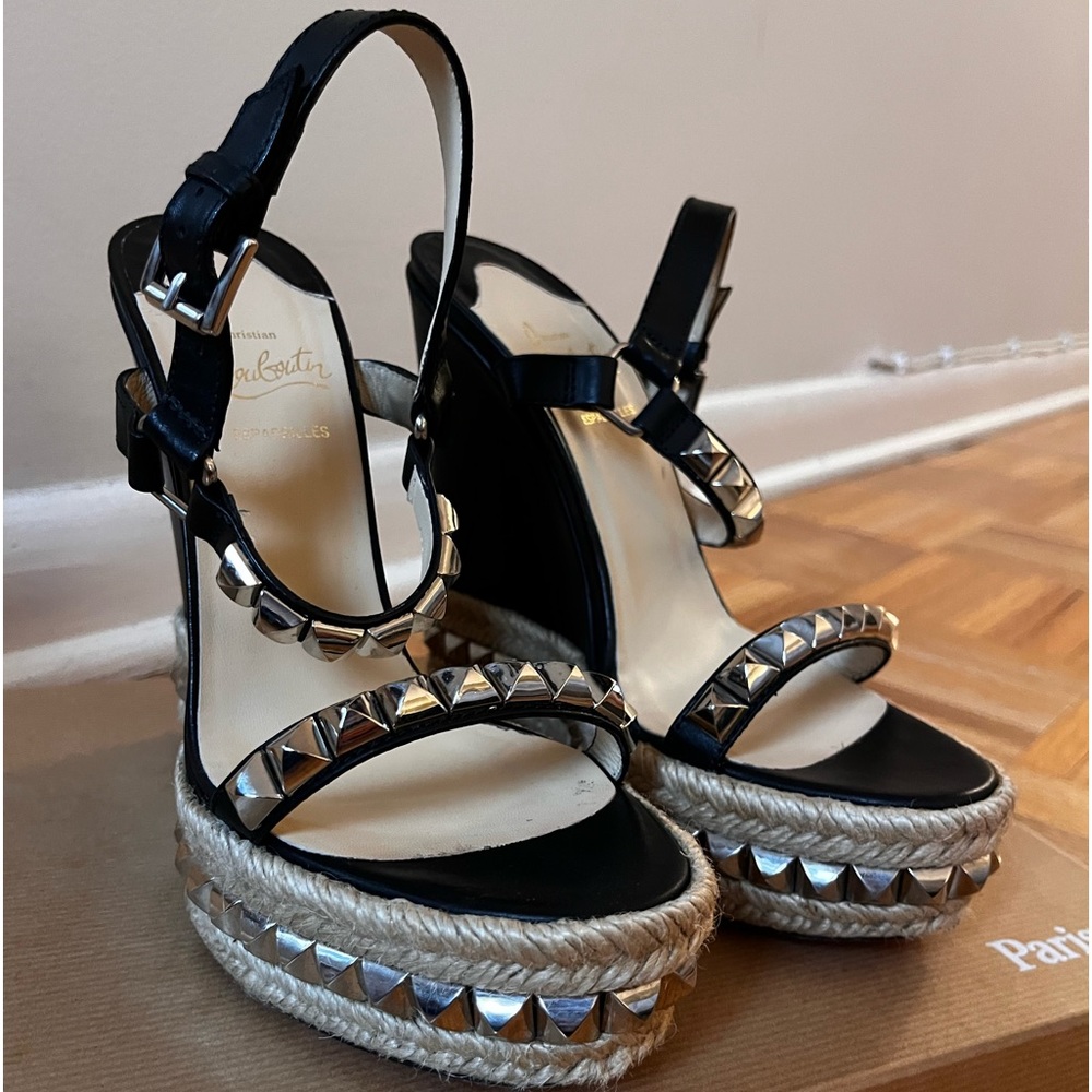 Christian Louboutin leather wedge sandals